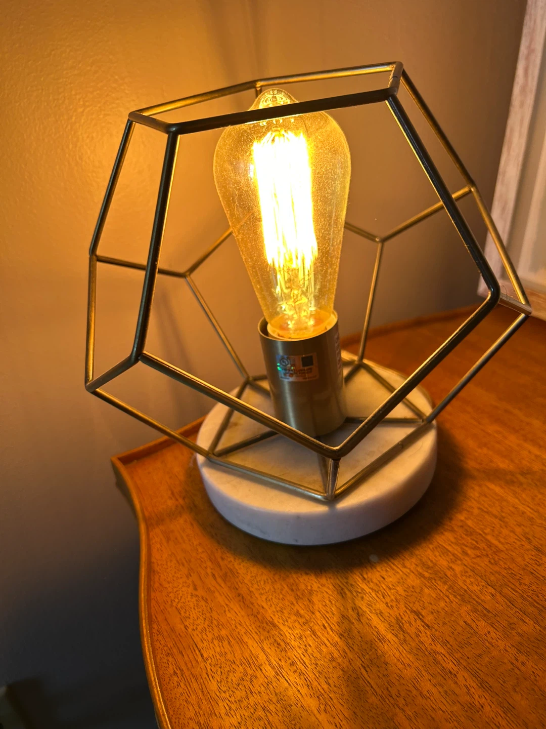 Geometric Cage Table Lamp with Edison Bulb - photo 3