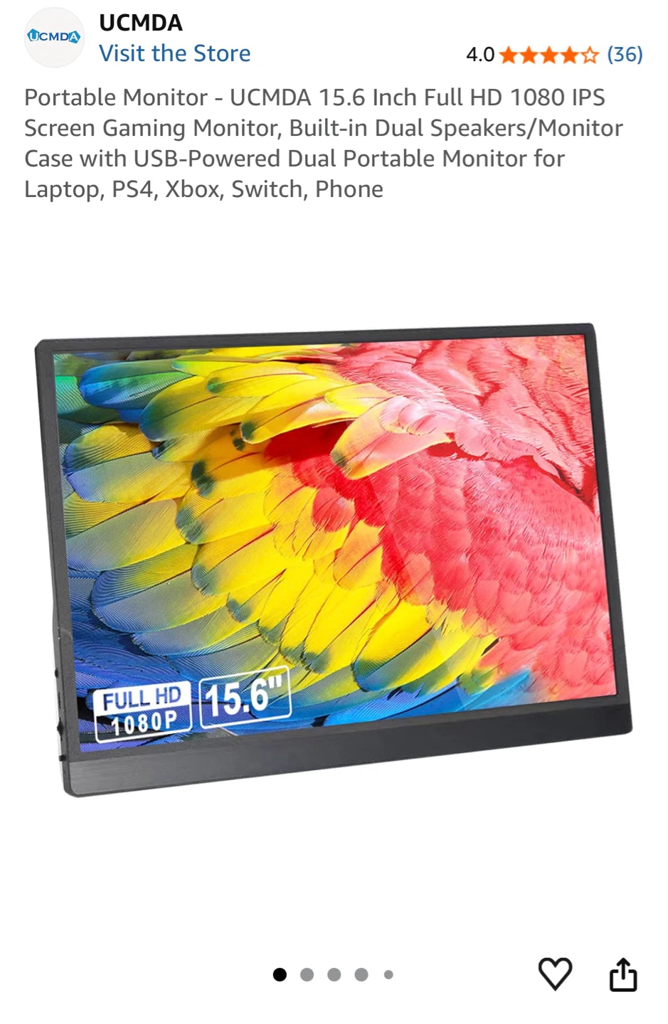 UCMDA 15.6 Inch Full HD Portable Monitor
