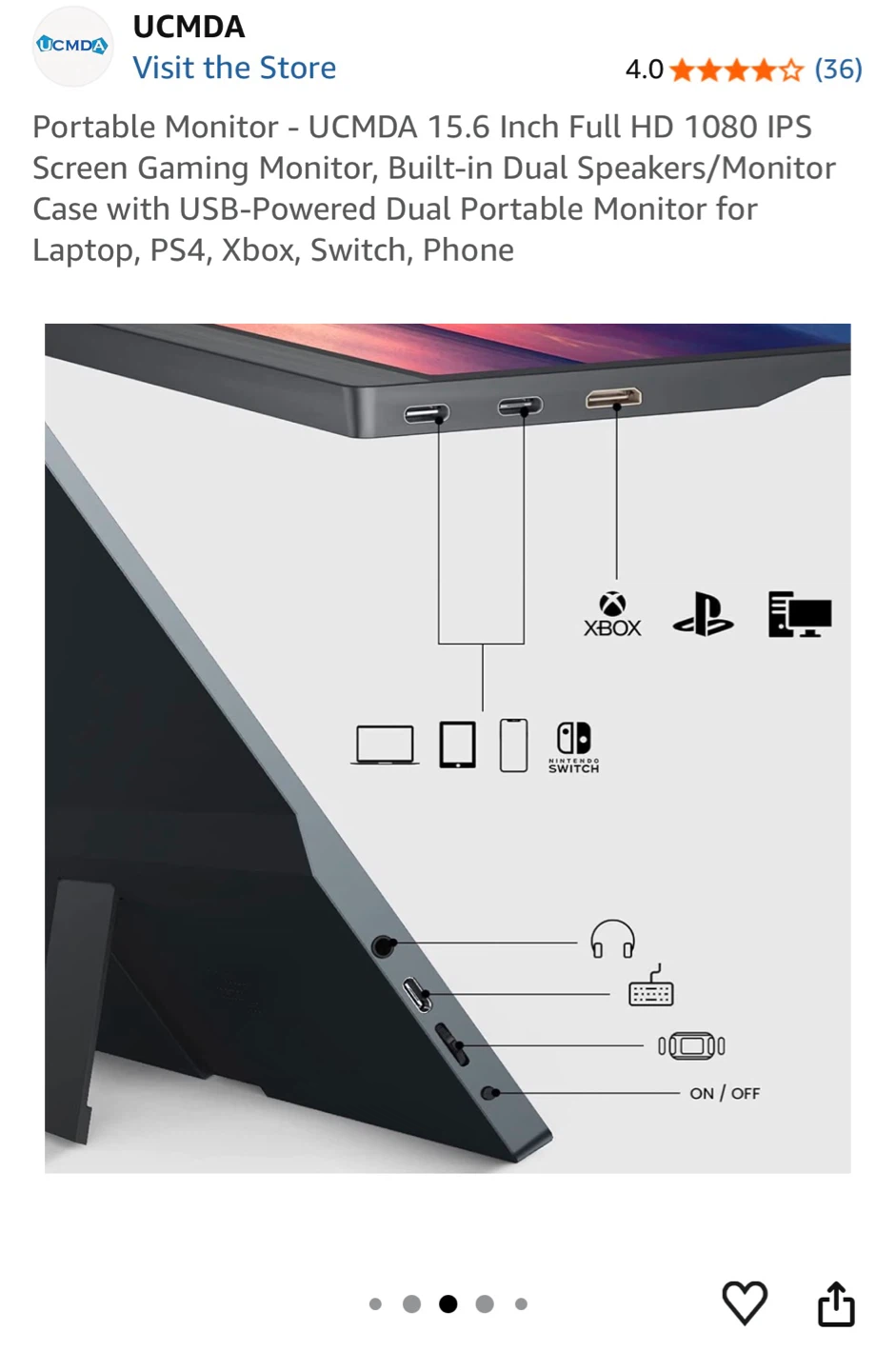 UCMDA 15.6 Inch Full HD Portable Monitor - photo 4