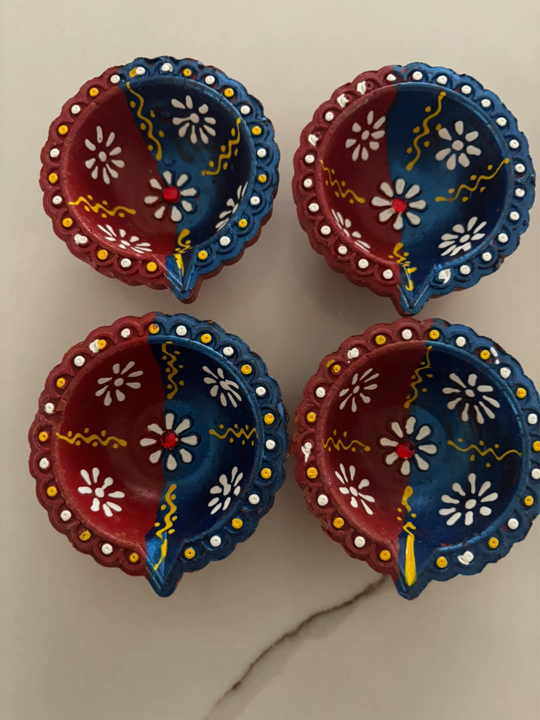 Set of 4 Decorative Clay Diyas ⚽ - photo 2