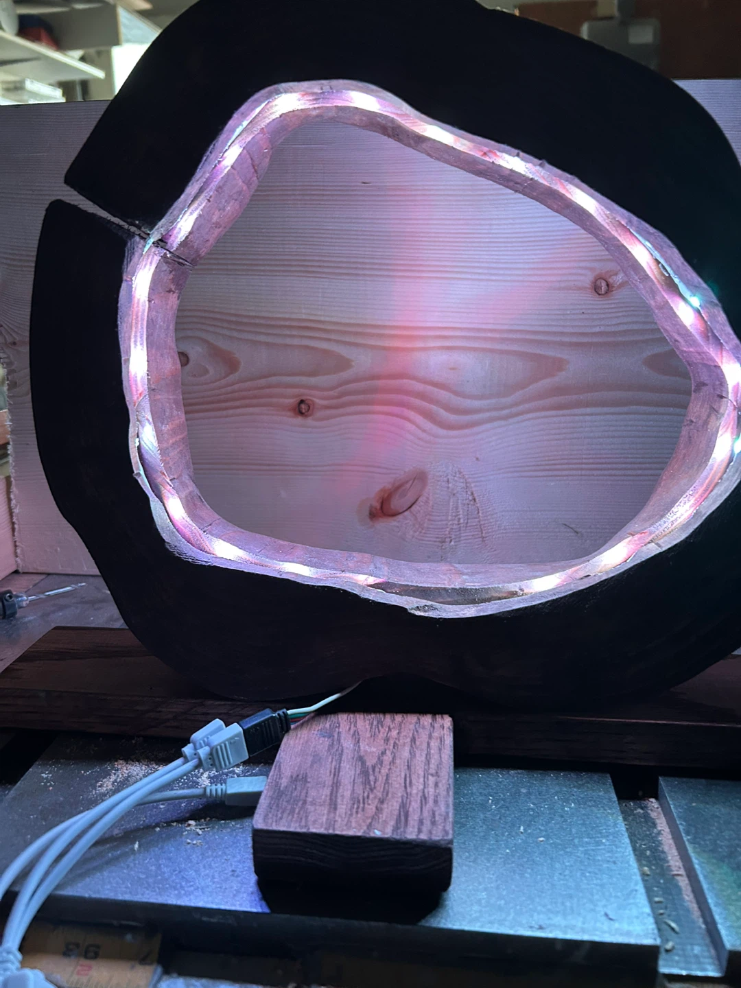 Unique Wood Slice LED Lamp - photo 4
