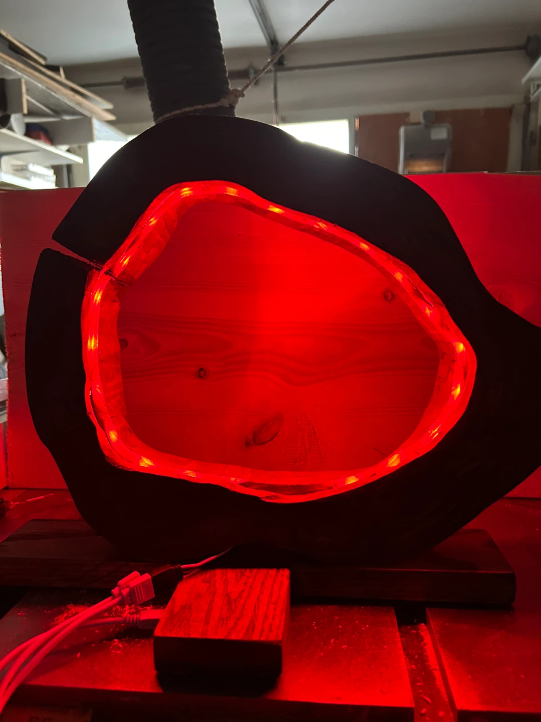 Unique Wood Slice LED Lamp - photo 3