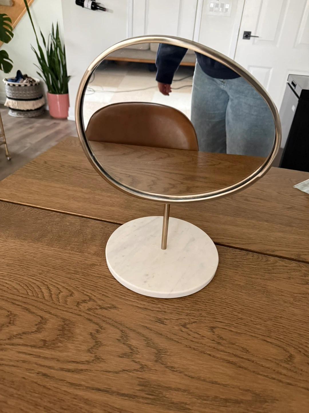 Oval Vanity Mirror with Marble Base