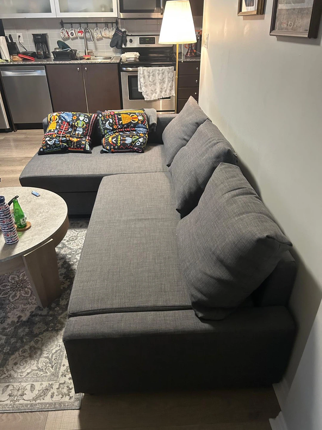 Grey Sectional Sofa Bed with Storage - photo 2
