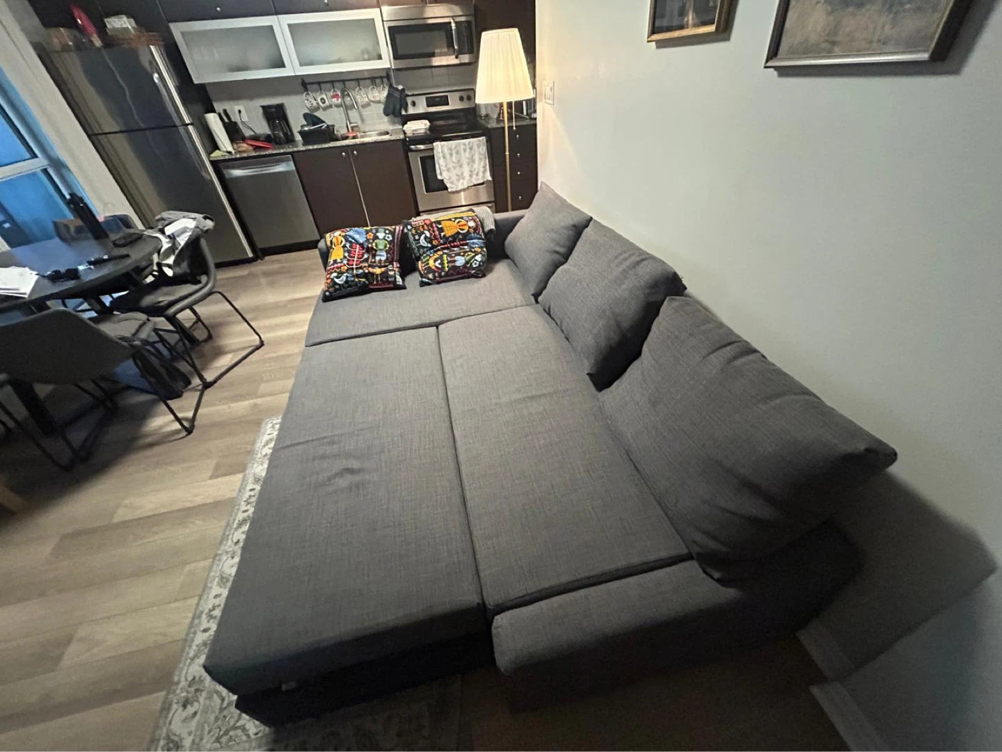Grey Sectional Sofa Bed with Storage - photo 3