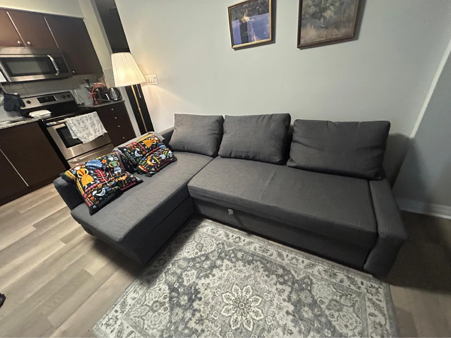 Grey Sectional Sofa Bed with Storage