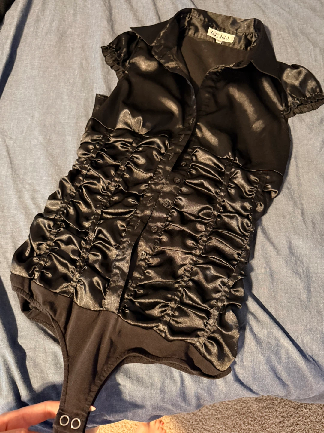 Lady Dutch Black Ruched Bodysuit