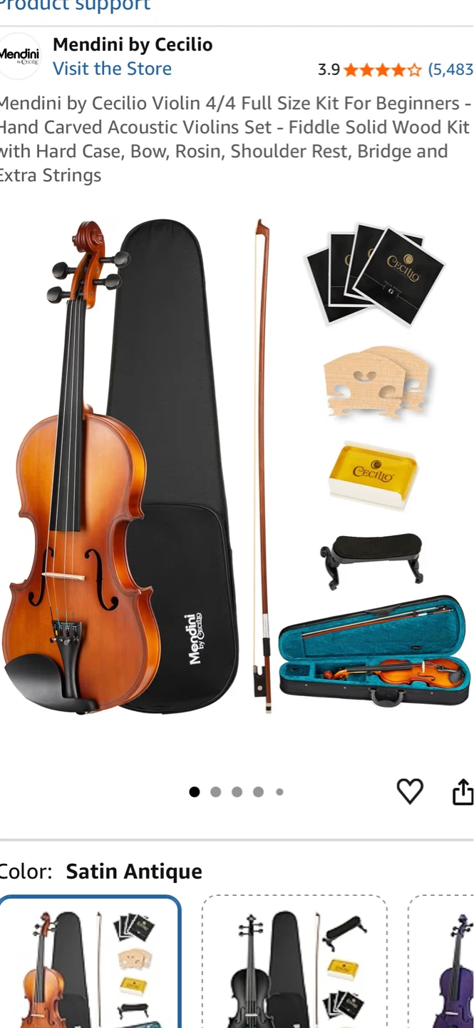 Mendini by Cecilio 4/4 Full Size Practice Violin Kit - photo 3