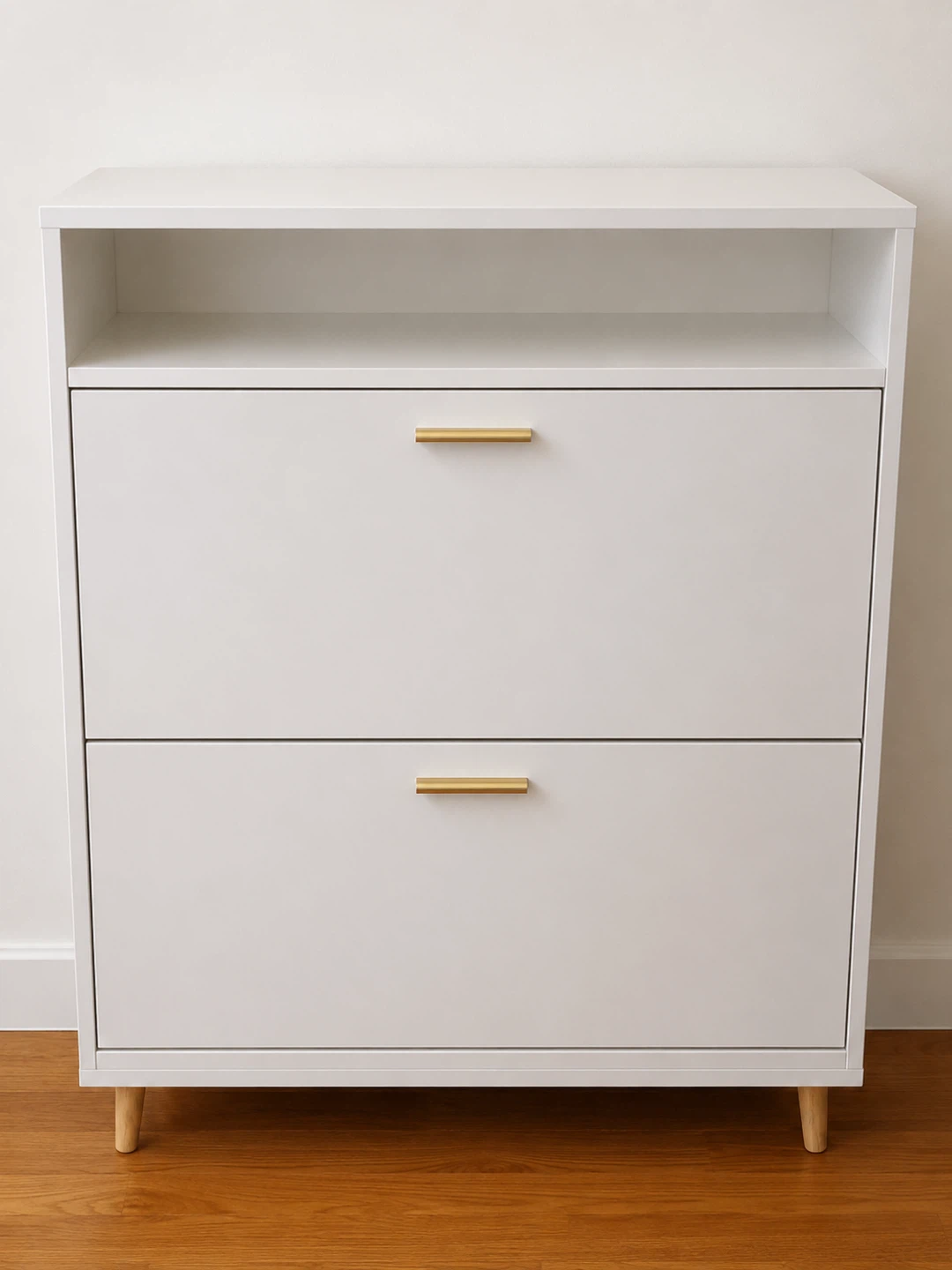 White 2-Door Shoe Cabinet with Shelves - photo 2