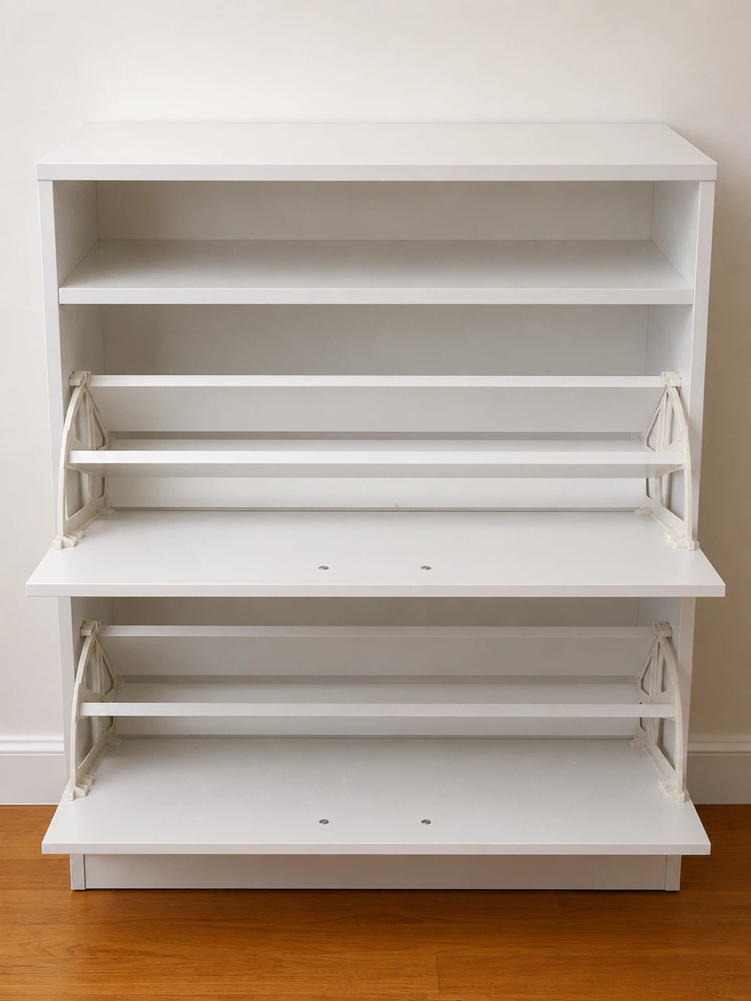 White 2-Door Shoe Cabinet with Shelves