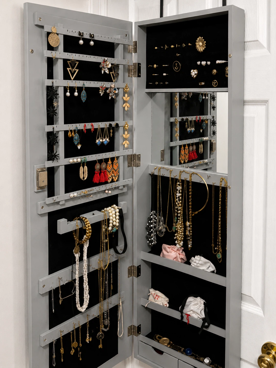 Gray Over-the-Door Jewelry Organizer Mirror - photo 2