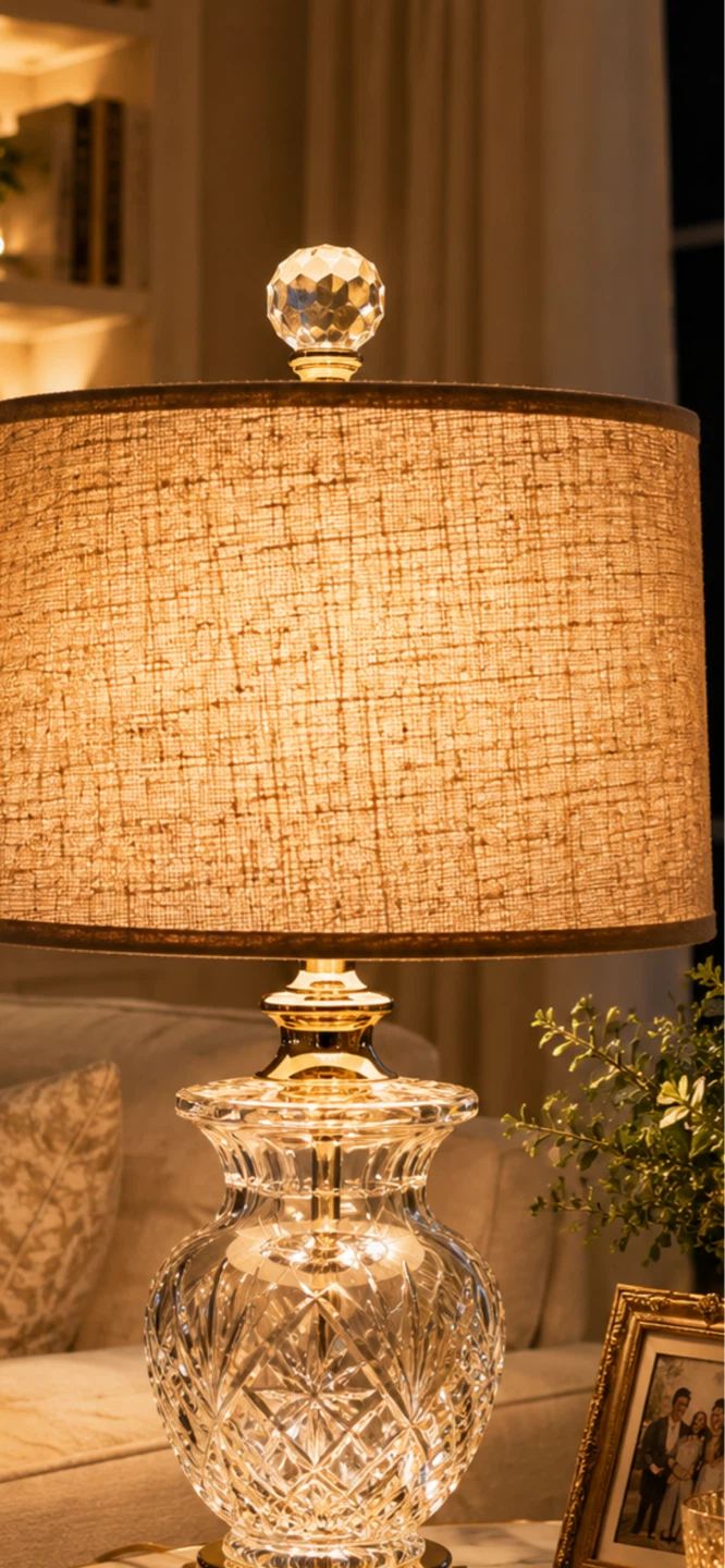 Crystal Table Lamp with Linen Shade - photo 2