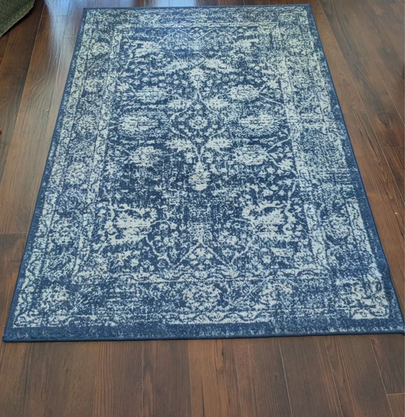 Blue and White Distressed Area Rug ⚽