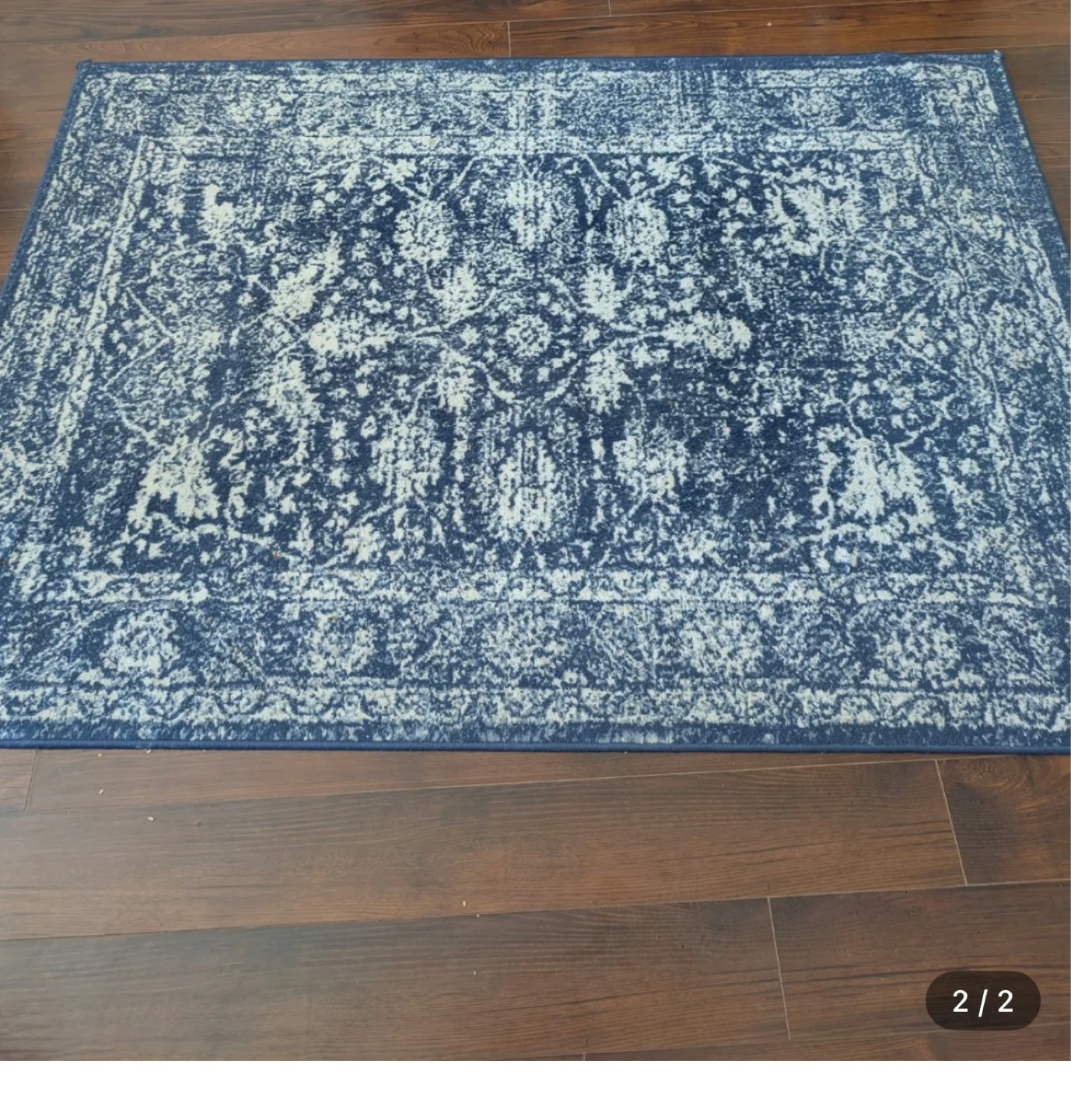 Blue and White Distressed Area Rug ⚽ - photo 2