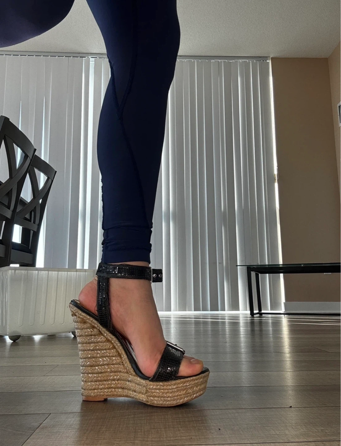 ⚽️ Bebe Black Wedge Sandals - photo 2