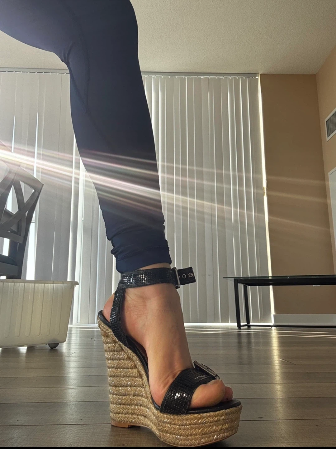 ⚽️ Bebe Black Wedge Sandals - photo 3
