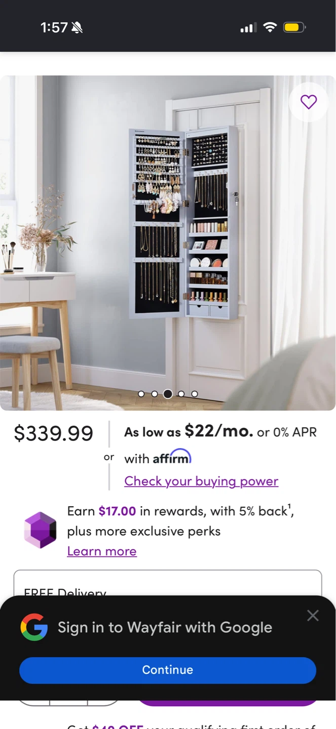 Gray Over-the-Door Jewelry Organizer Mirror - photo 3