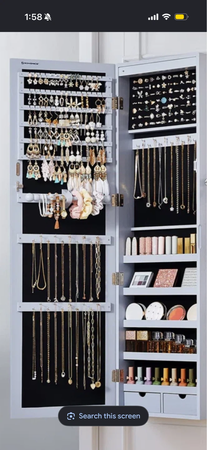 Gray Over-the-Door Jewelry Organizer Mirror - photo 4