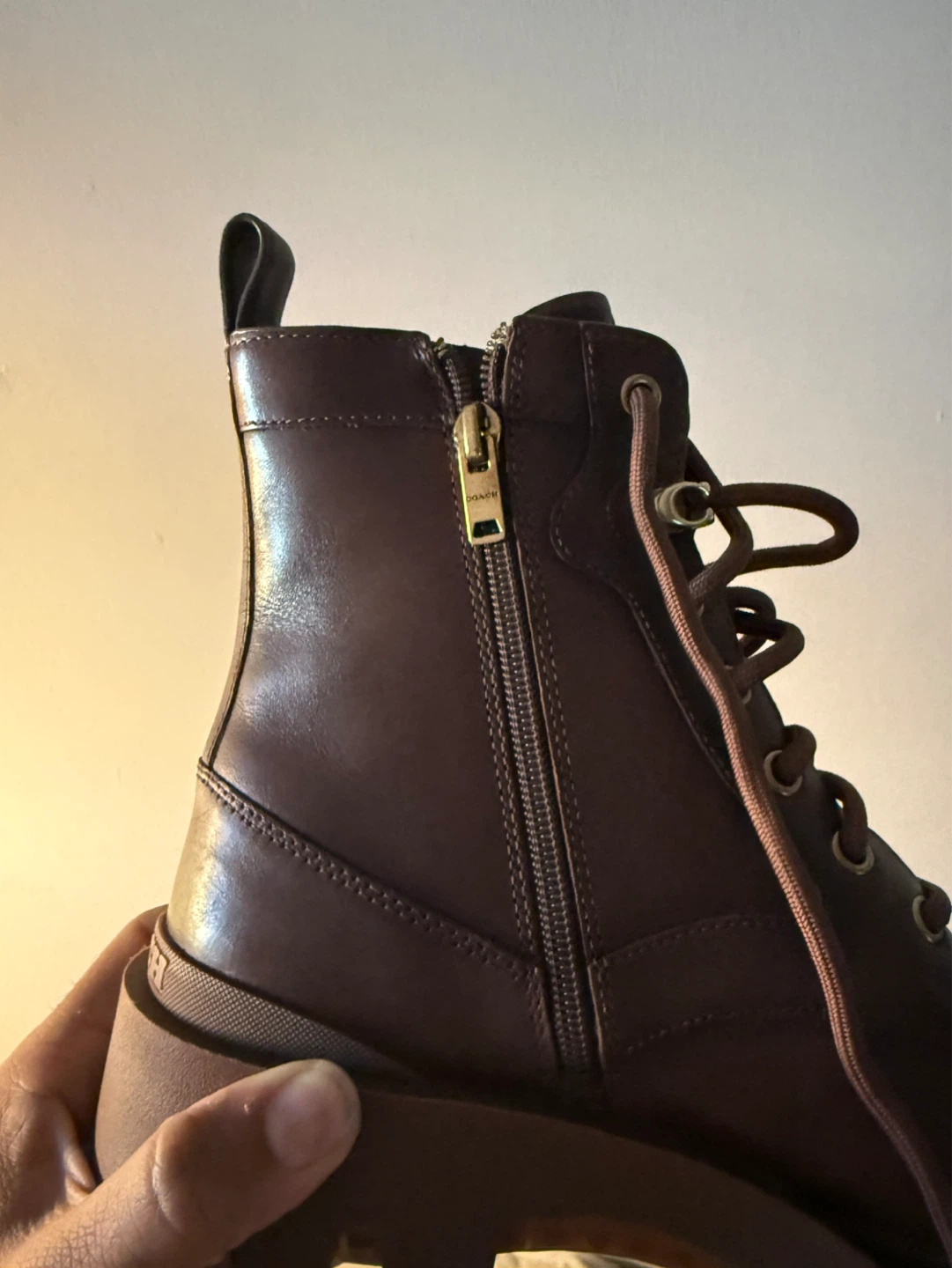 Coach Brown Lace-Up Combat Boots - photo 2