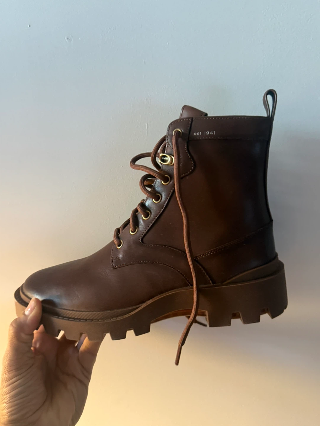 Coach Brown Lace-Up Combat Boots - photo 4
