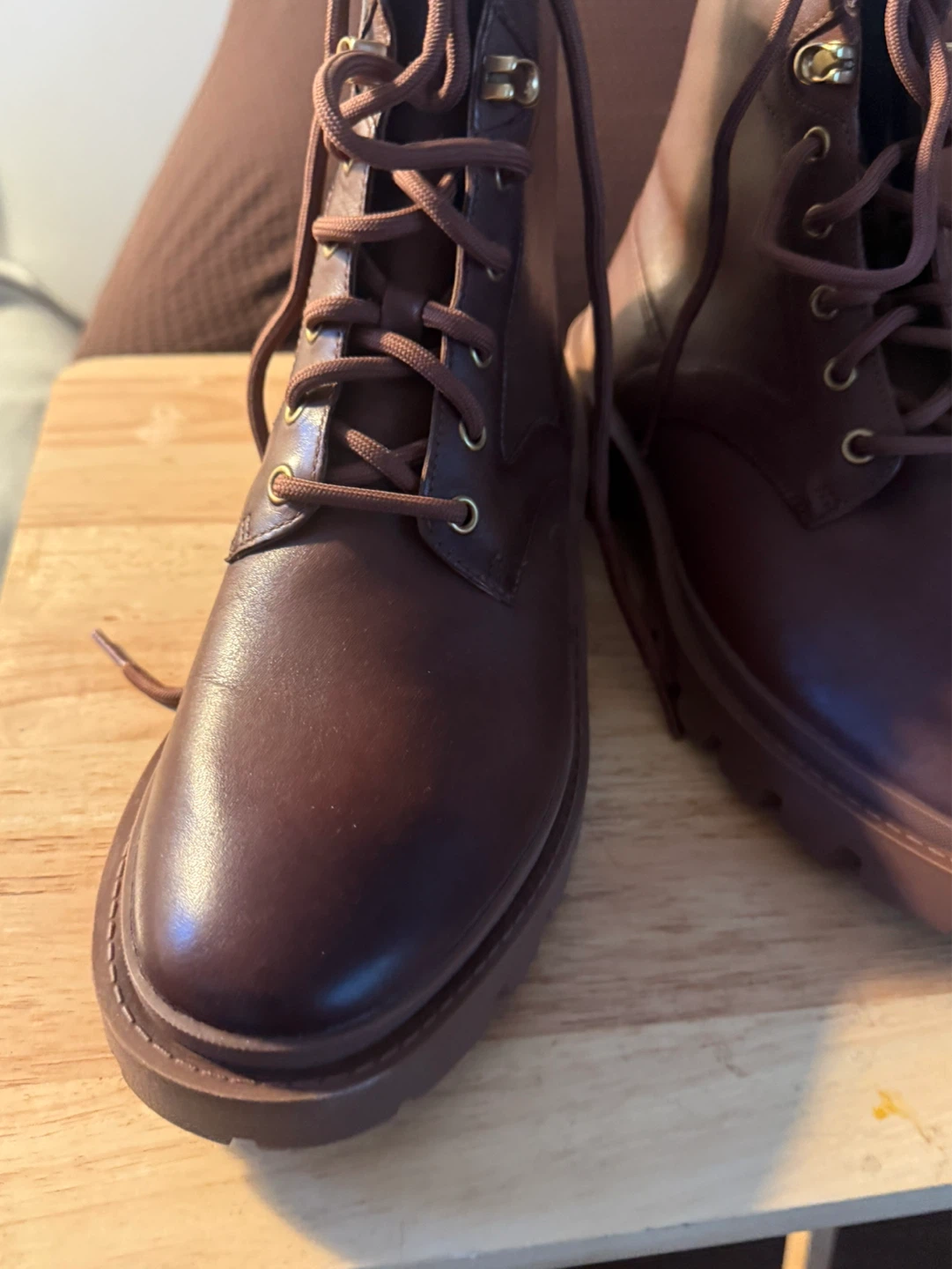 Coach Brown Lace-Up Combat Boots - photo 5