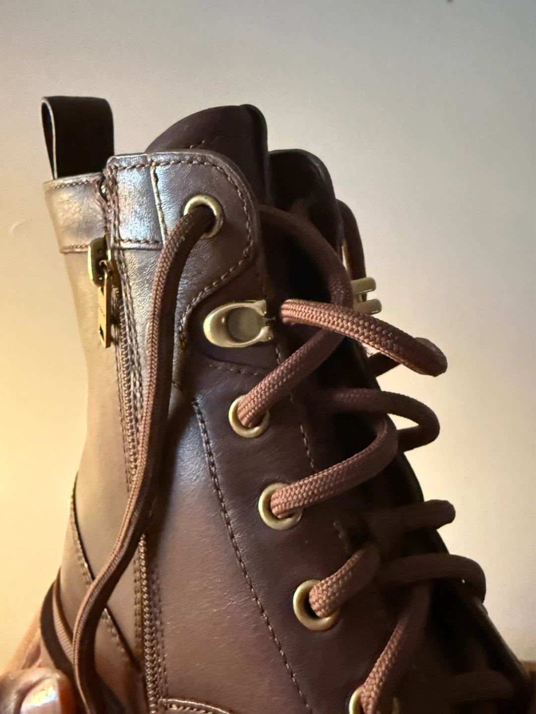 Coach Brown Lace-Up Combat Boots - photo 3