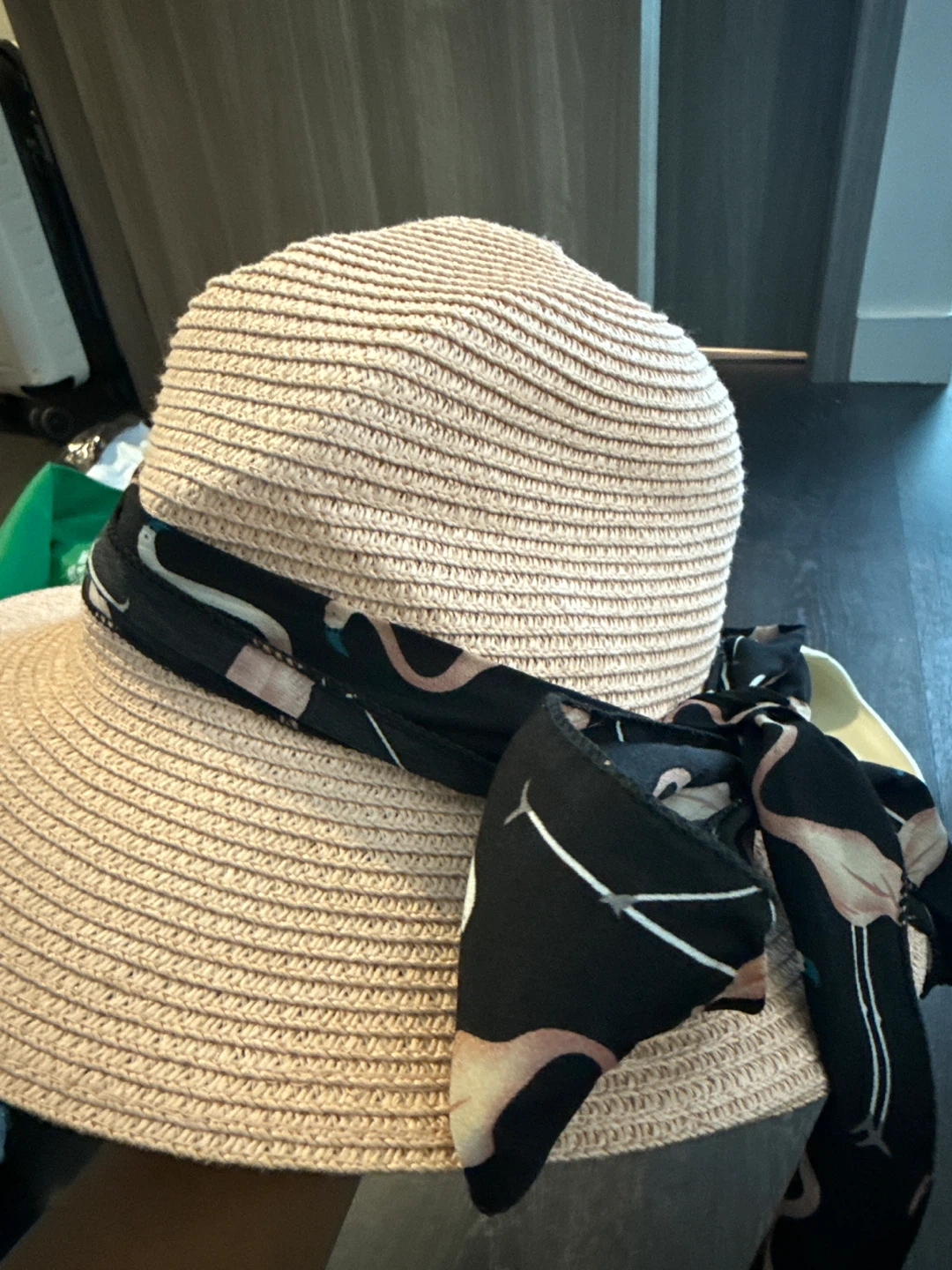 Straw Sun Hat with Scarf