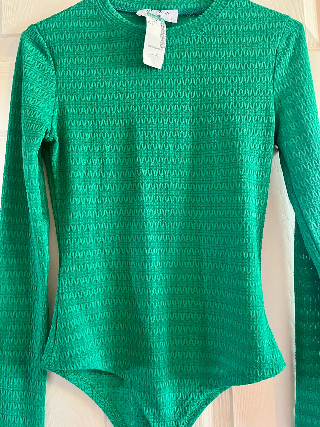 La Maison Simons Green Textured Long Sleeve Bodysuit