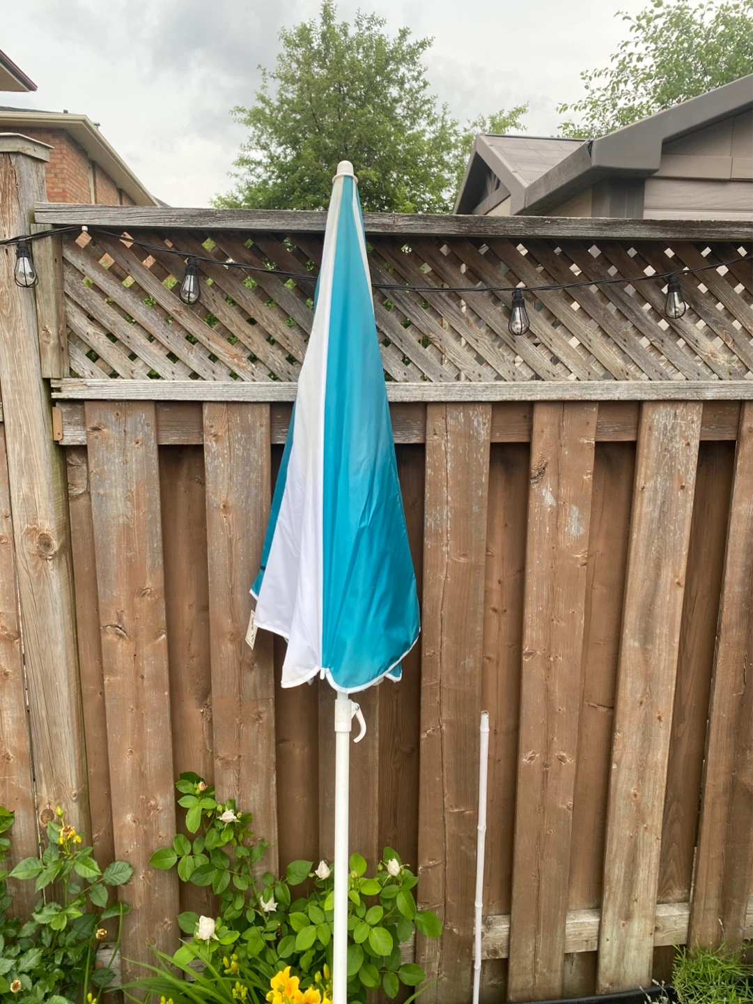 Teal and White Beach Umbrella - photo 3