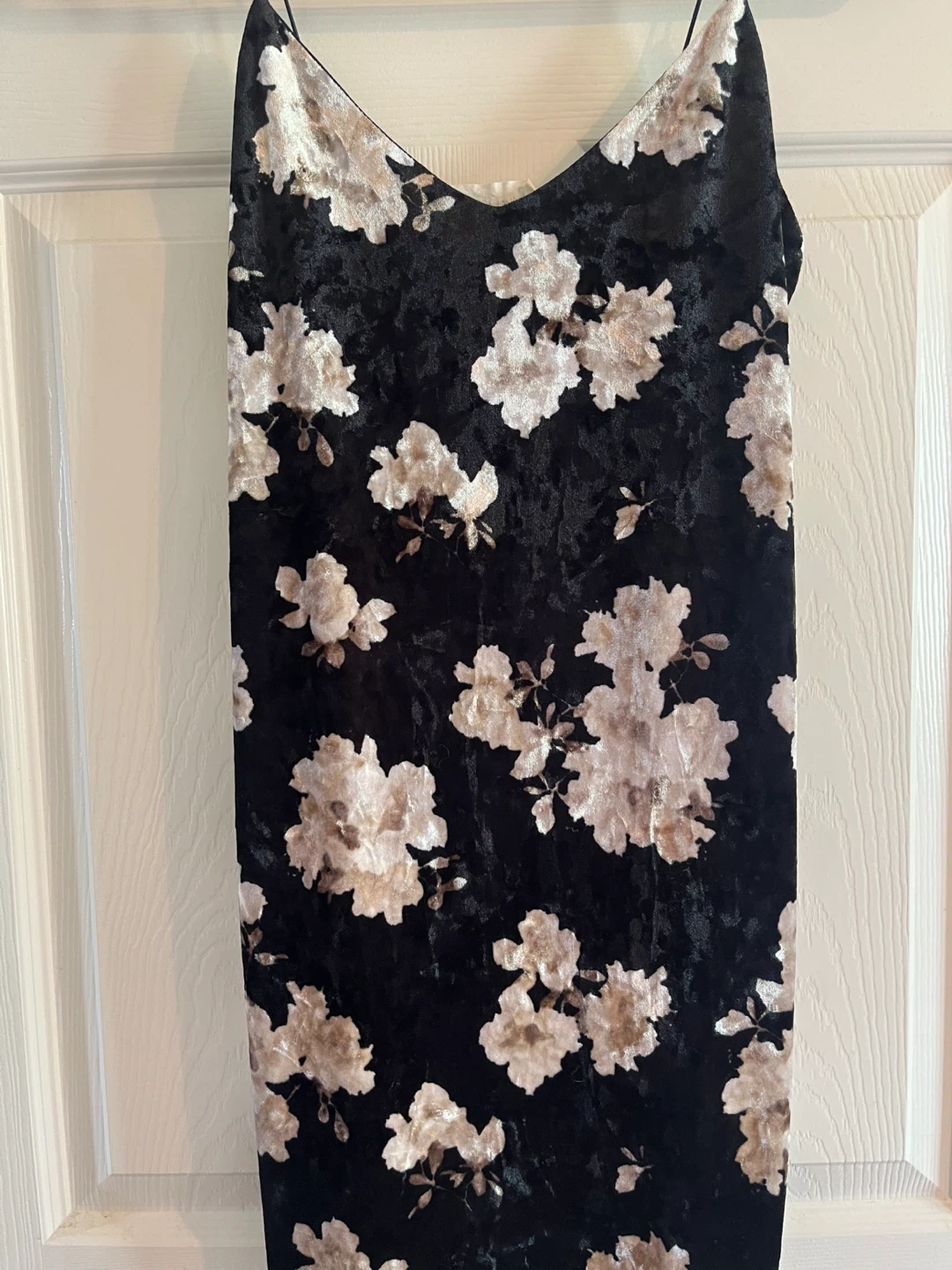 Velvet Floral Print Cami Dress