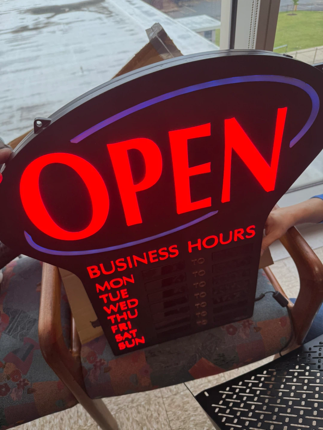 LED Open Sign with Business Hours