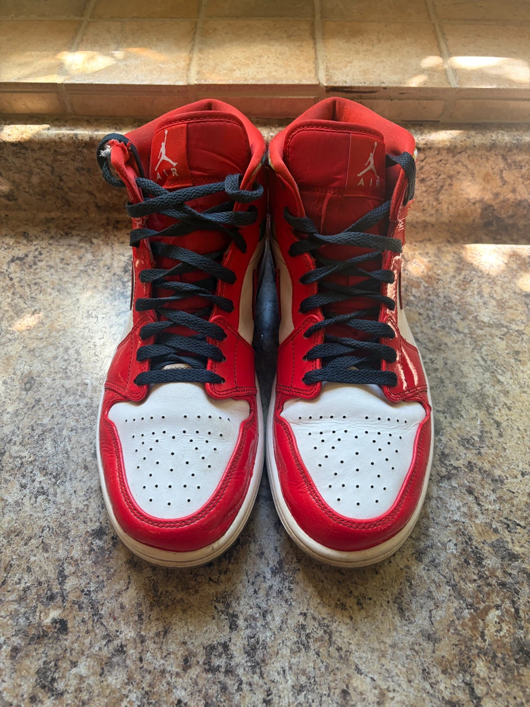Air Jordan 1 Mid Red White Sneakers - photo 4