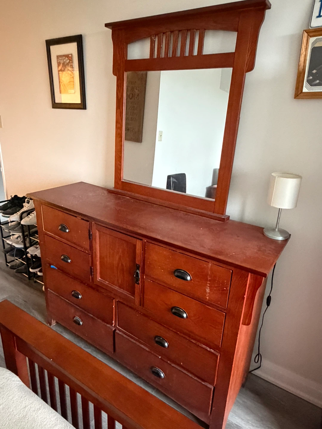 Wooden Dresser with Mirror
