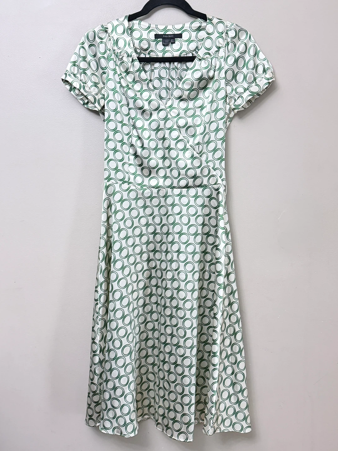 Zara Green and White Patterned Dress - Size S - photo 2