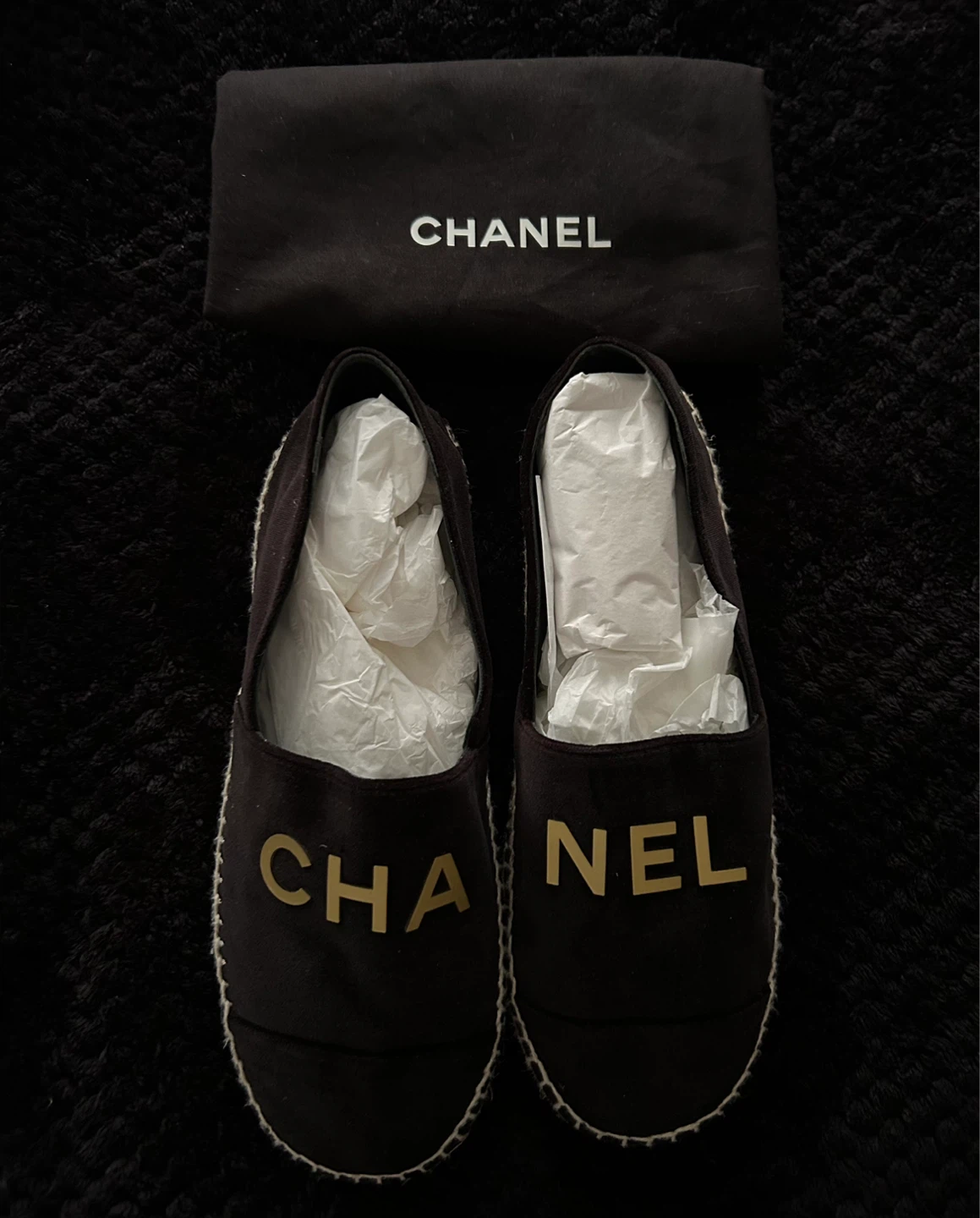 Authentic Chanel Espadrille Flats with dust bag