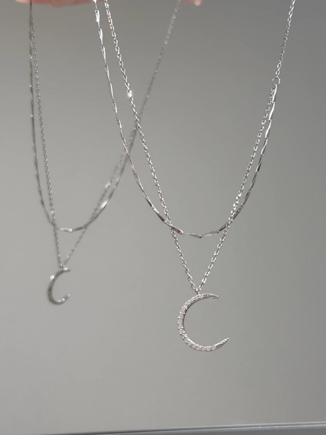 Layered Necklaces with Moon and Pearl Pendants