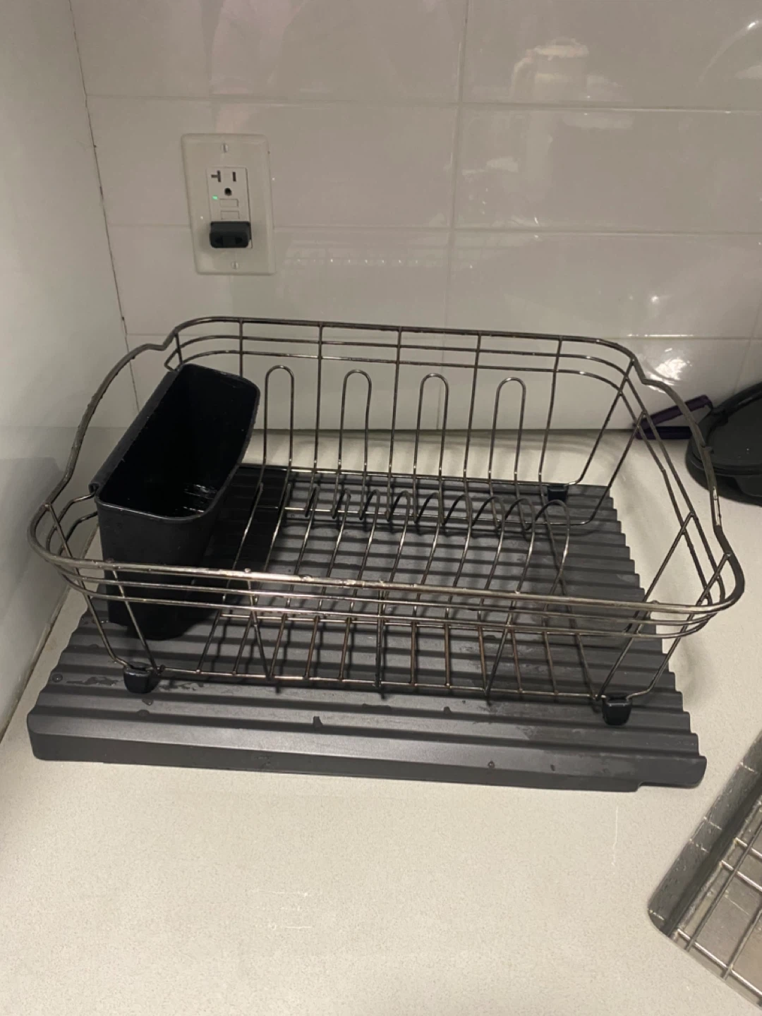 Metal Dish Drying Rack with Cutlery Holder & Dish drainer