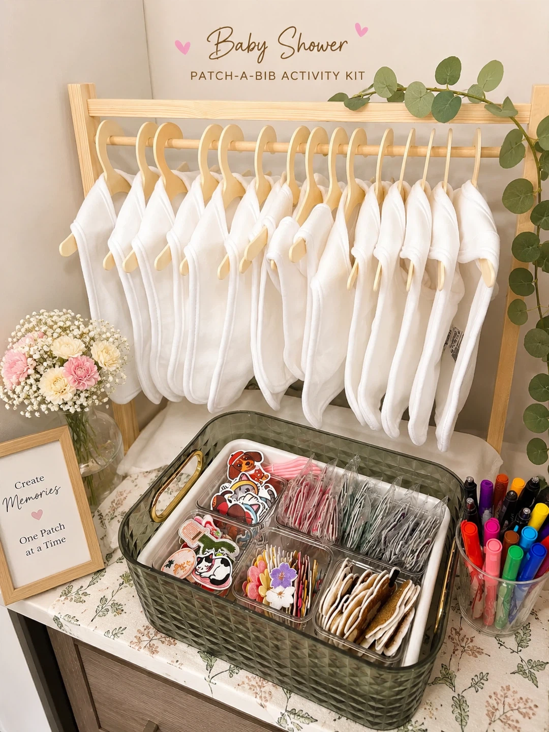 🌸 Baby Shower Patch-a-Bib Activity Kit (Unused)