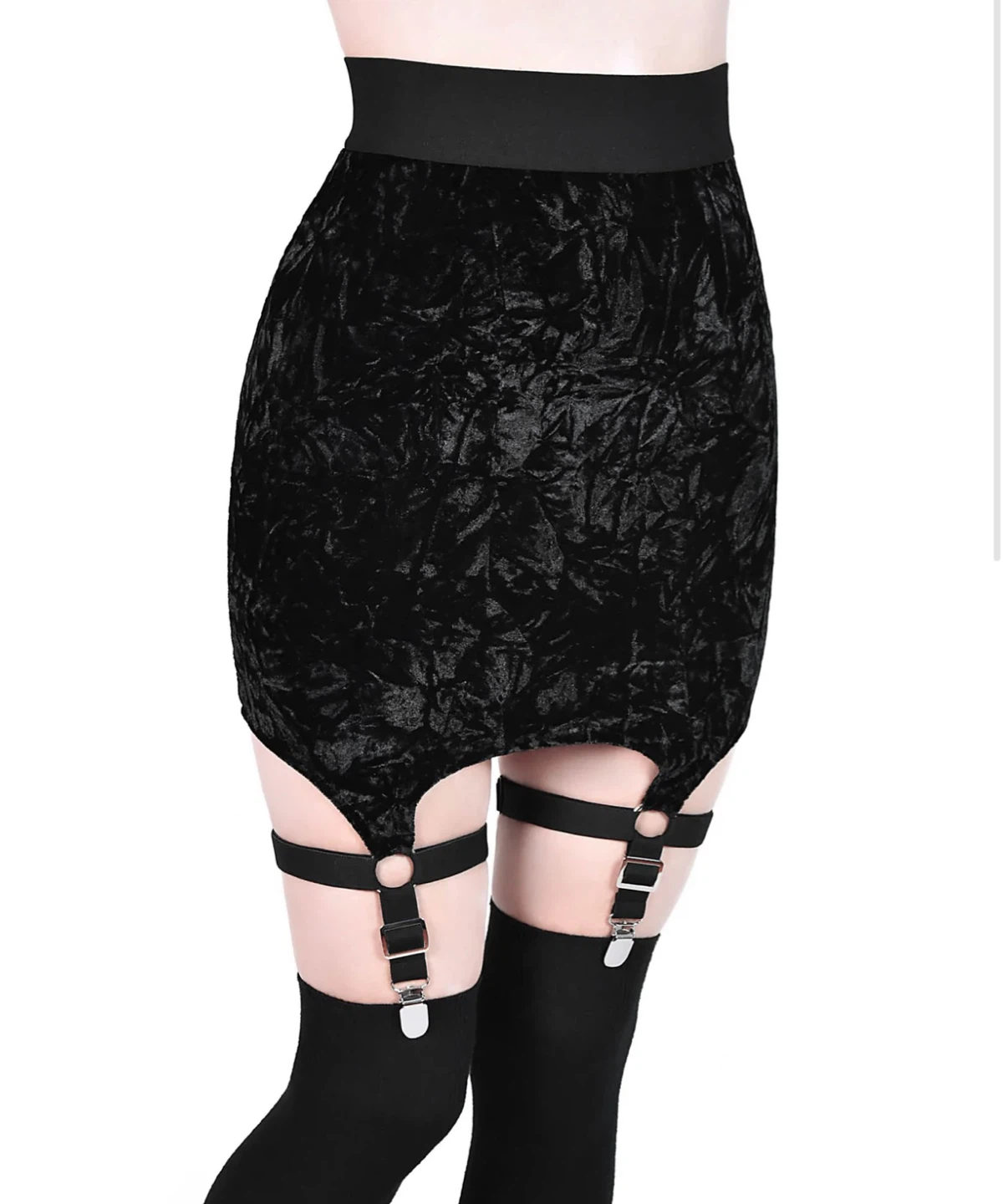 Killstar Black Velvet Garter Skirt