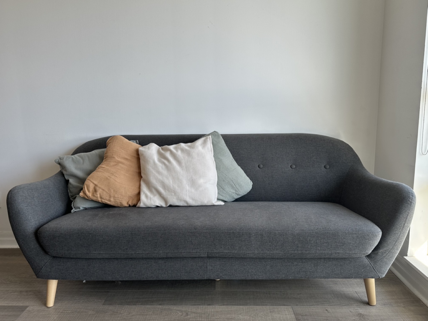 Grey sofa w/ cushions - The Bricks
