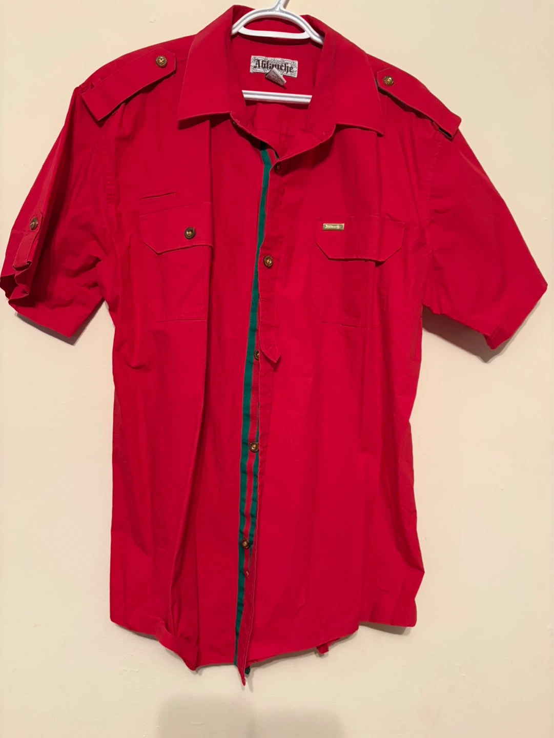 ⚽️Ablanche Red Short Sleeve Button-Up Shirt 2XL