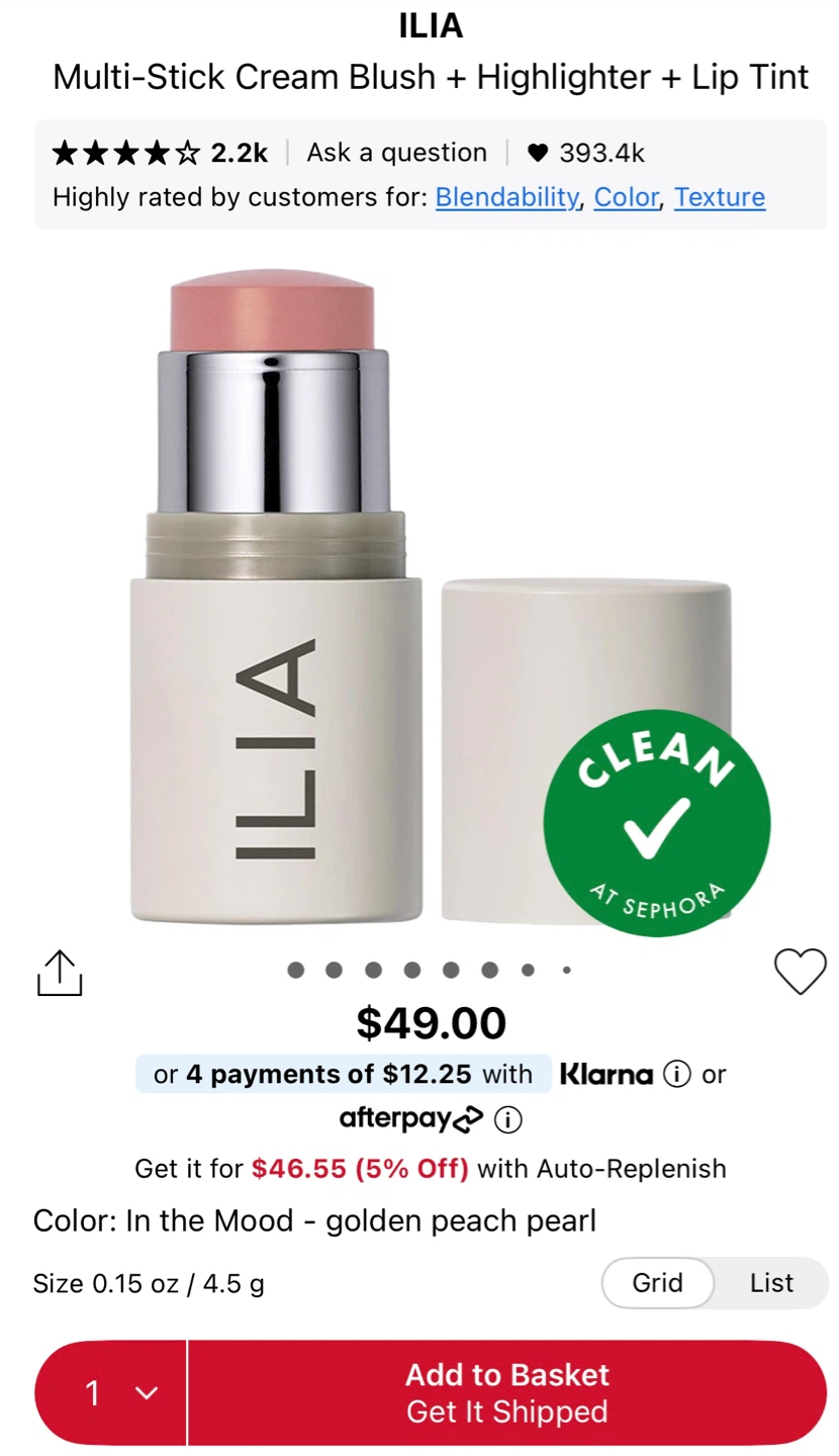 🆕 ILIA Multi-Stick Cream Blush + Lip Tint In The Mood - photo 5