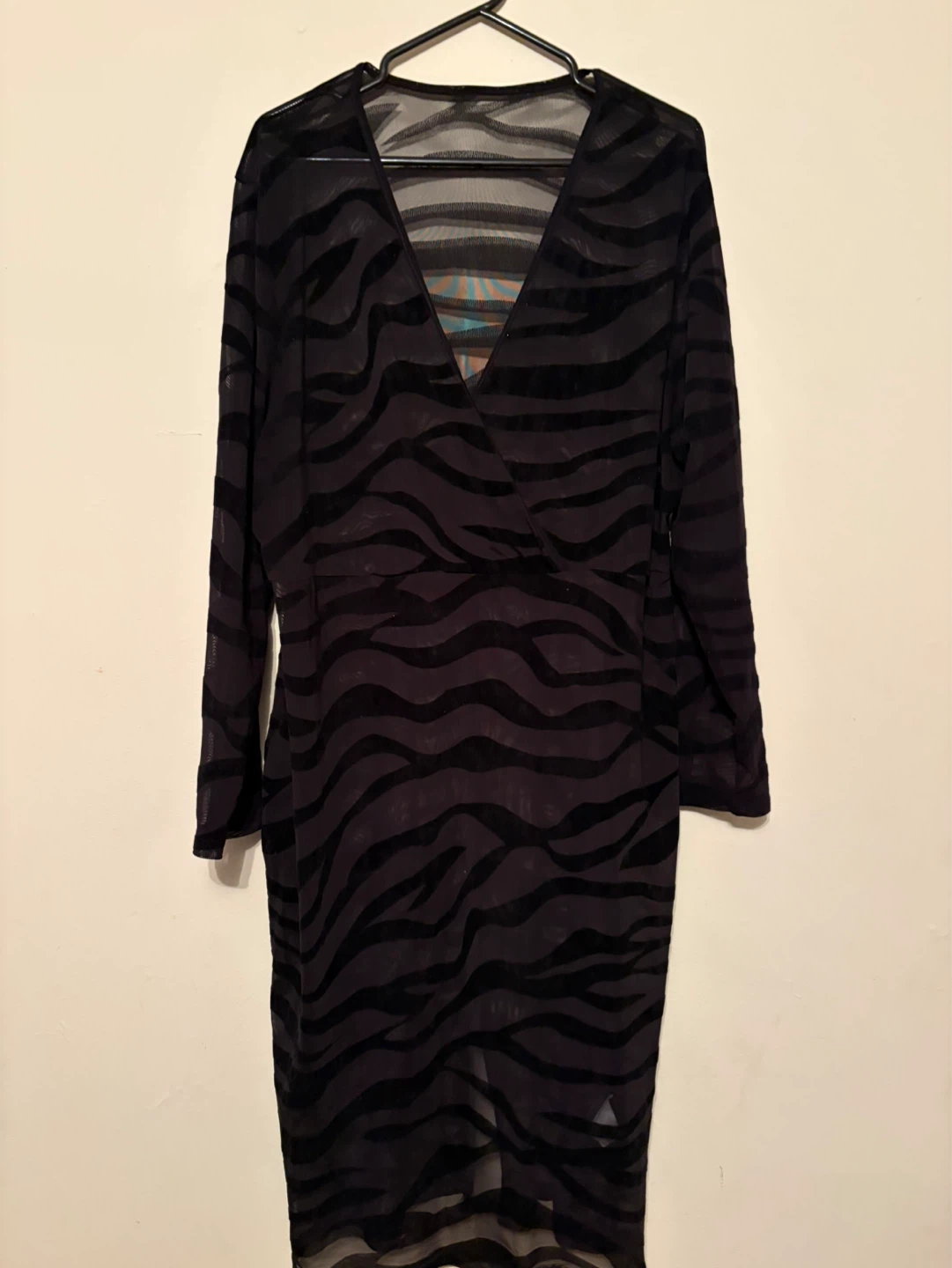 ⚽️Sheer Black Zebra Print Mesh Dress plus size