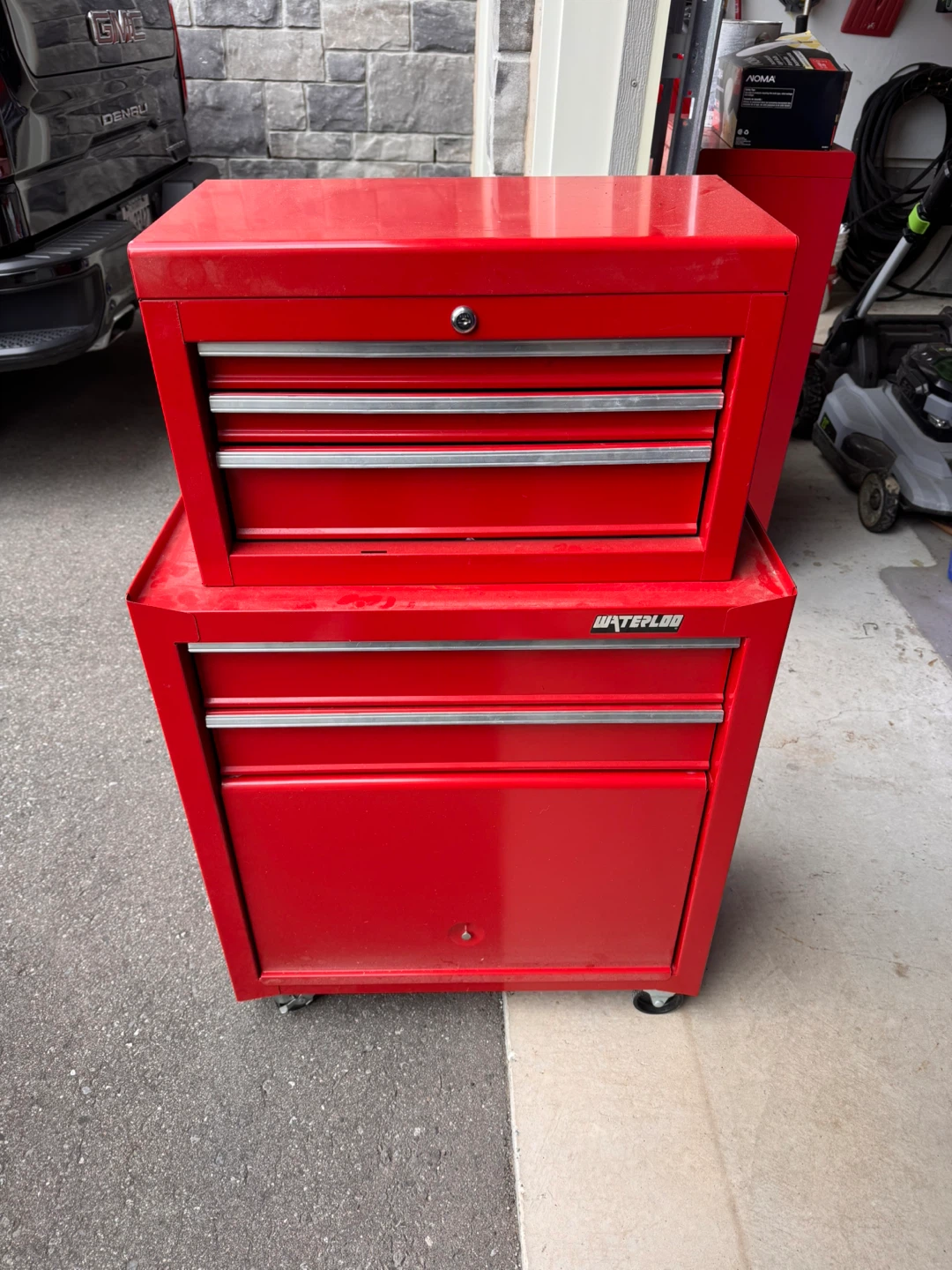 Two Waterloo Red Rolling Tool Chest