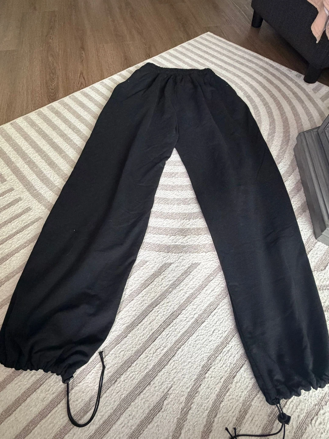 Black Track Pants with White Stripe - photo 3