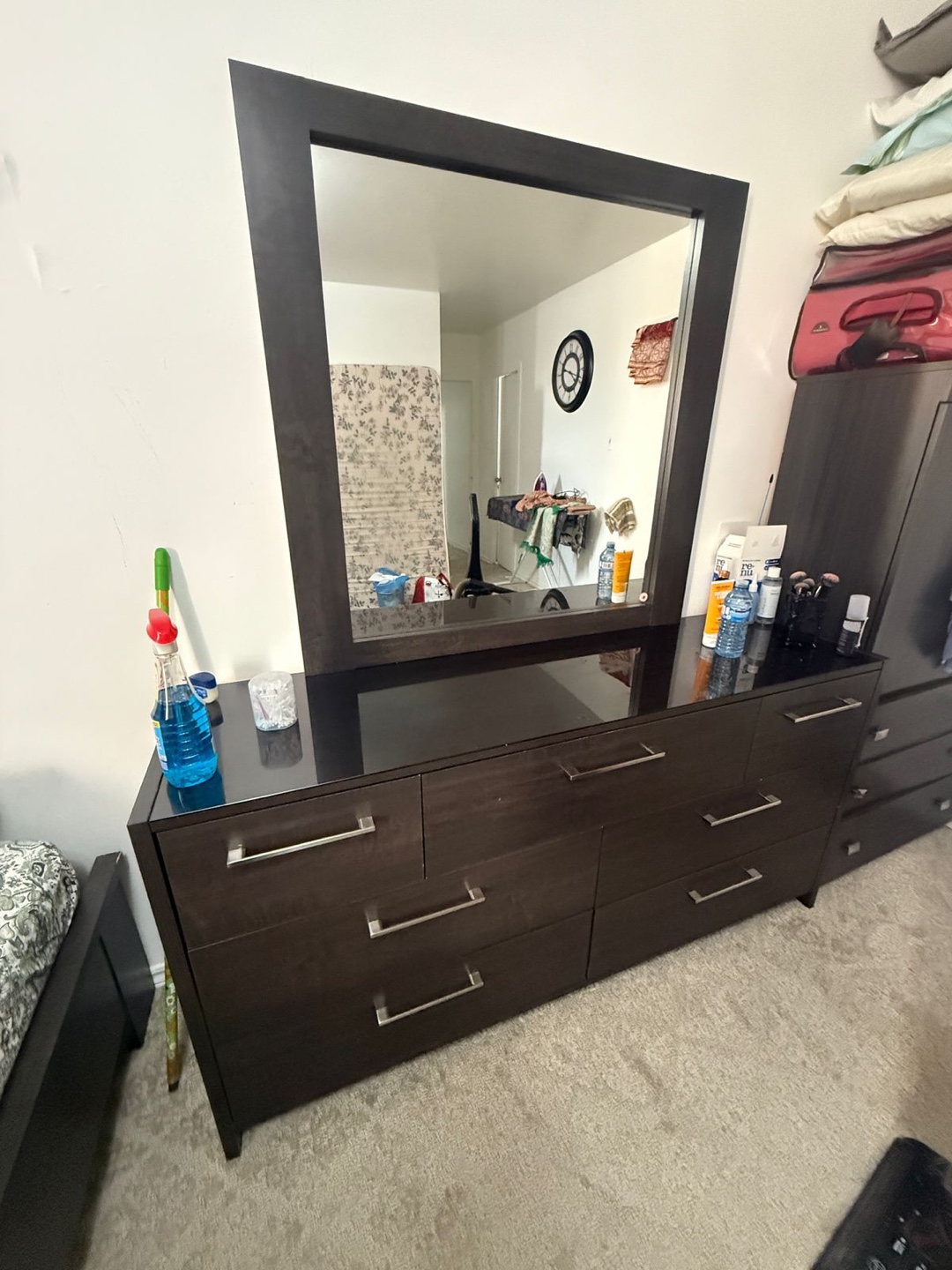 Dark Brown Dresser with Mirror - photo 2