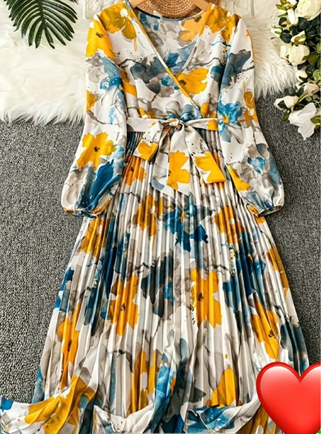 Women's Floral Print Pleated Midi Dress - photo 4