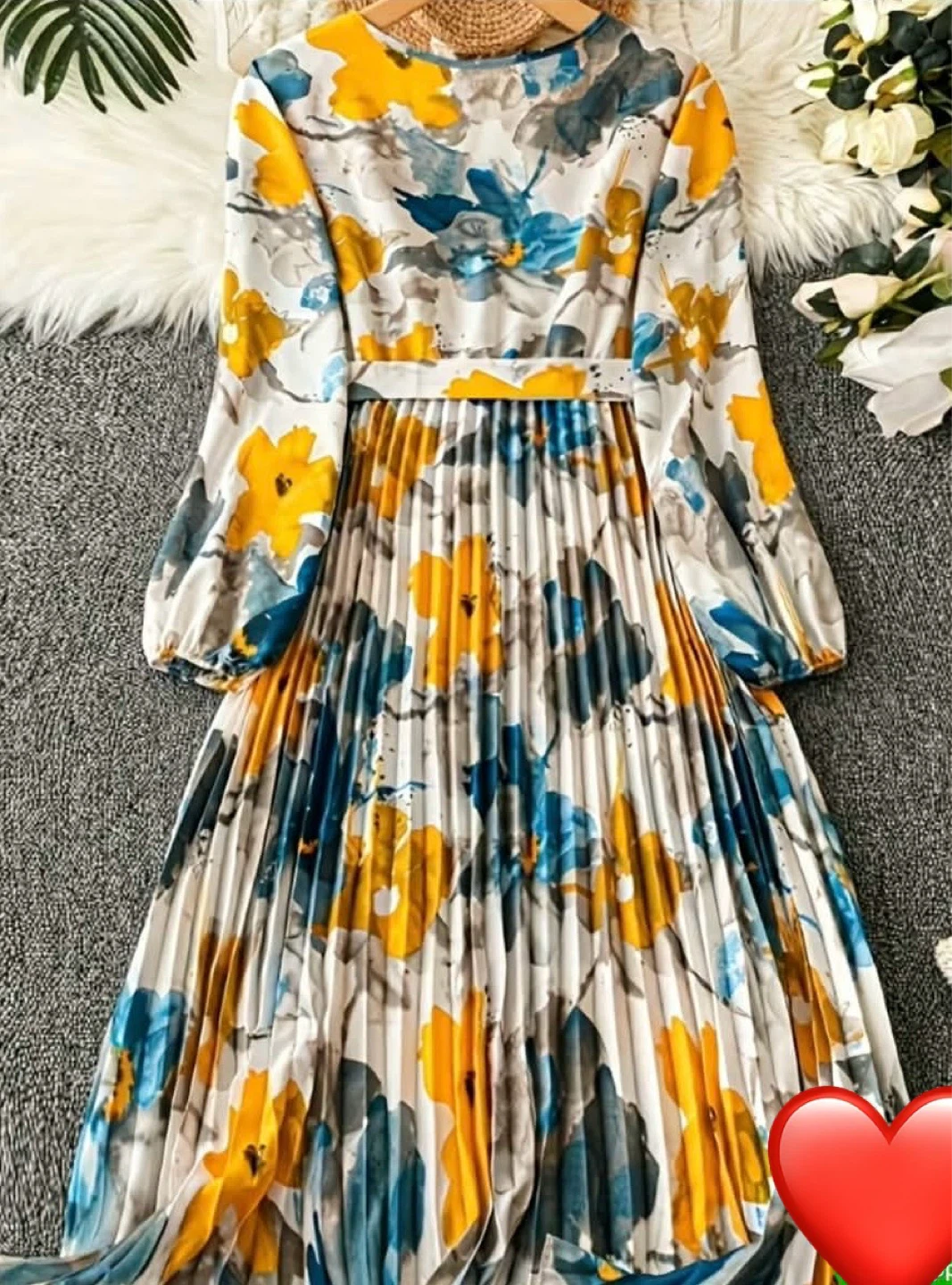 Women's Floral Print Pleated Midi Dress - photo 5