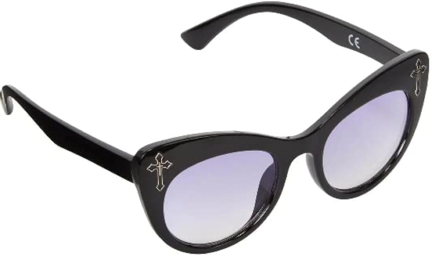 KILLSTAR Black Cat-Eye Sunglasses with Cross Embellishments - photo 2