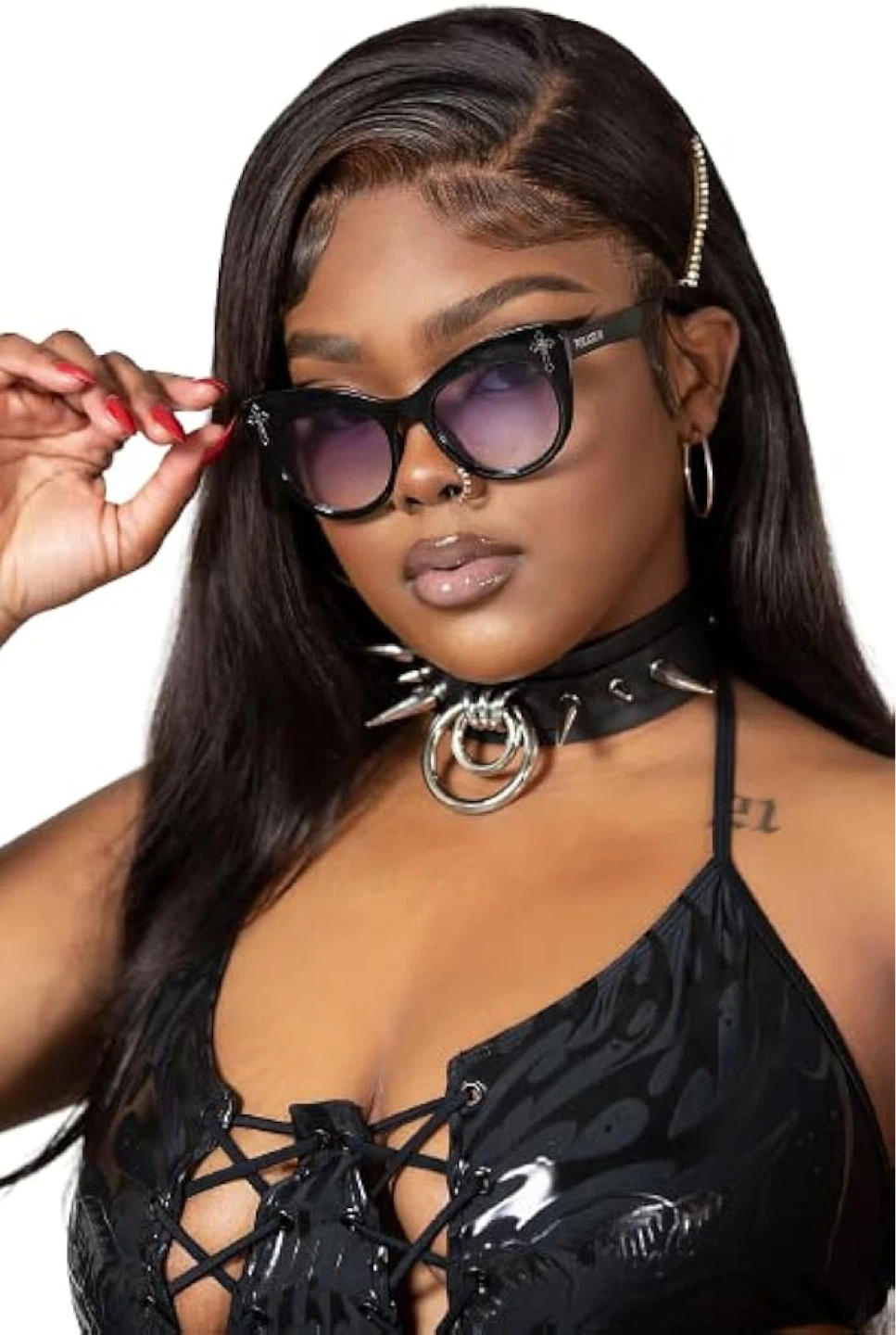 KILLSTAR Black Cat-Eye Sunglasses with Cross Embellishments - photo 3